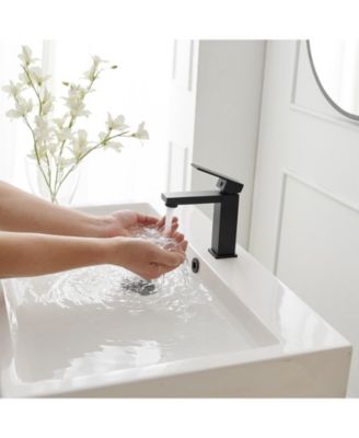 Single Hole Single-Handle Bathroom Faucet with drain in Matte Black