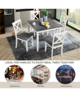 5 Piece Modern Dining Table Set with 4 Chairs for Small Kitchen or Dining Room