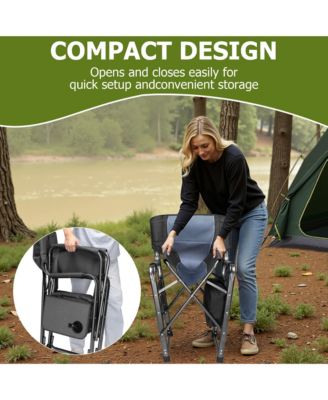 400lbs Extra Wide Folding Director s Chair with Cooler Bag & Side Table, Portable for Fishing, Patio, Tailgating