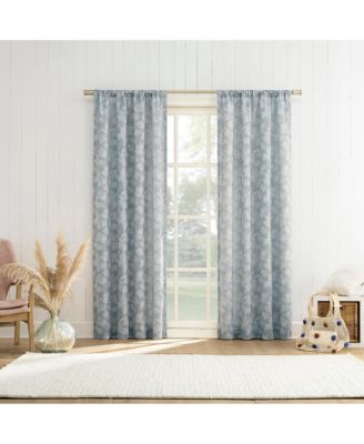Kacey Woven Jacquard Leaf Semi-Sheer Rod Pocket Curtain Panel