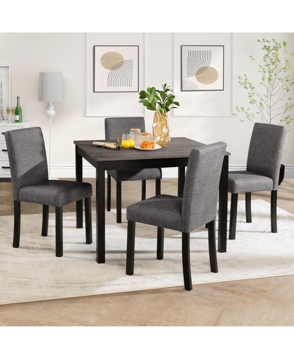 Casainc 5 Piece Wooden Dining Table Set with 4 Chairs for Kitchen or Dining Room