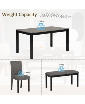 CASAINC 6 Pc. Set MDF, Plywood, Rubber Wood Cushioned Seats, Bench, Rectangular Table Dining Table Set