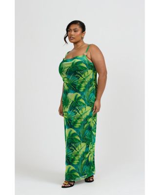 Women's Print Trim Maxi Dress