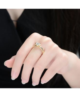 14k Gold Plated with Clear Cubic Zirconia Solitaire Ring
