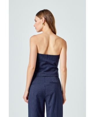 Women's Stripe Draped Corset Top