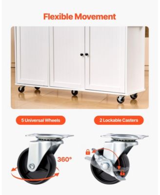 Kitchen Island Cart with Rolling Storage Cabinet Table Drawer and Drop Leaf