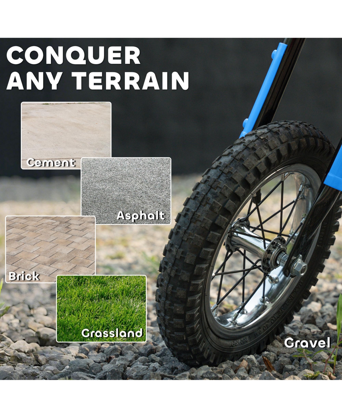 Qaba 24V Kids Motorcycle, Electric Dirt Bike with Rear Suspension,