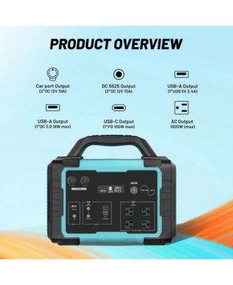 1000W Portable Power Station, 1024Wh Solar Generator with AC Outlet & LED Light