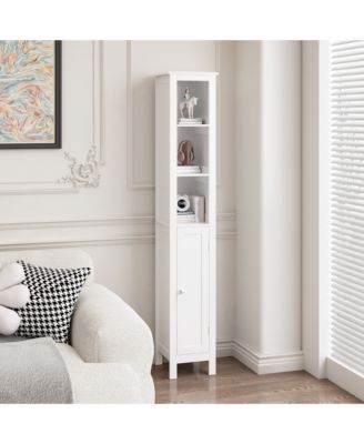 66.92 in Slim Tall Bathroom Cabinet with Adjustable Shelves and 1 Door