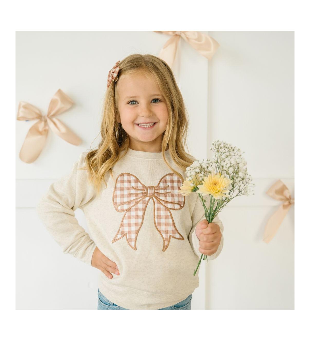 Sweet Wink Baby Girls Gingham Bow Patch Sweatshirt