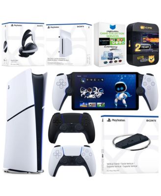 PlayStation 5 Slim Digital Bundle with Disc Drive, Stand, Extra Controller, Pulse Elite Headset, PlayStation Portal, MightySkins Voucher and 2 Y