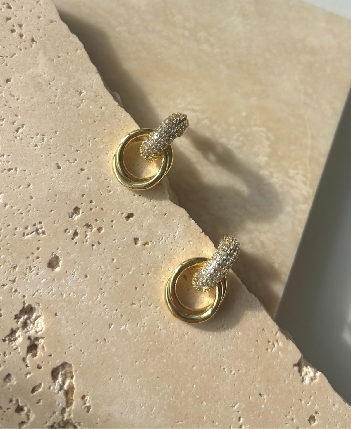Adornia Tarnish Resistant 14k Gold Plated Crystal Doorknocker Earrings In Gold