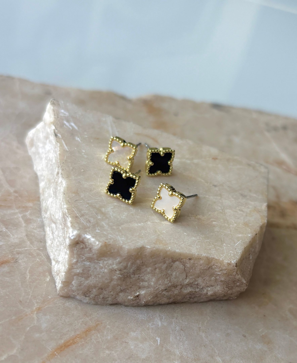 Adornia Gold Clover Stud Set