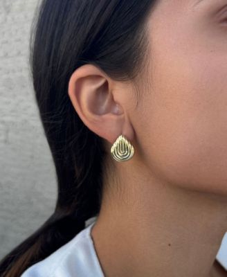 Gold Plated Deco Stud Earrings