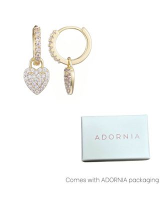 Gold Plated Cubic Zirconia Heart Huggie Earrings