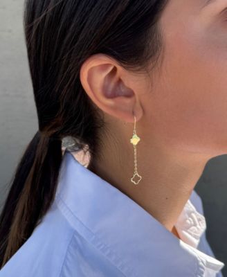 Gold Plated Clover Drop Earrings