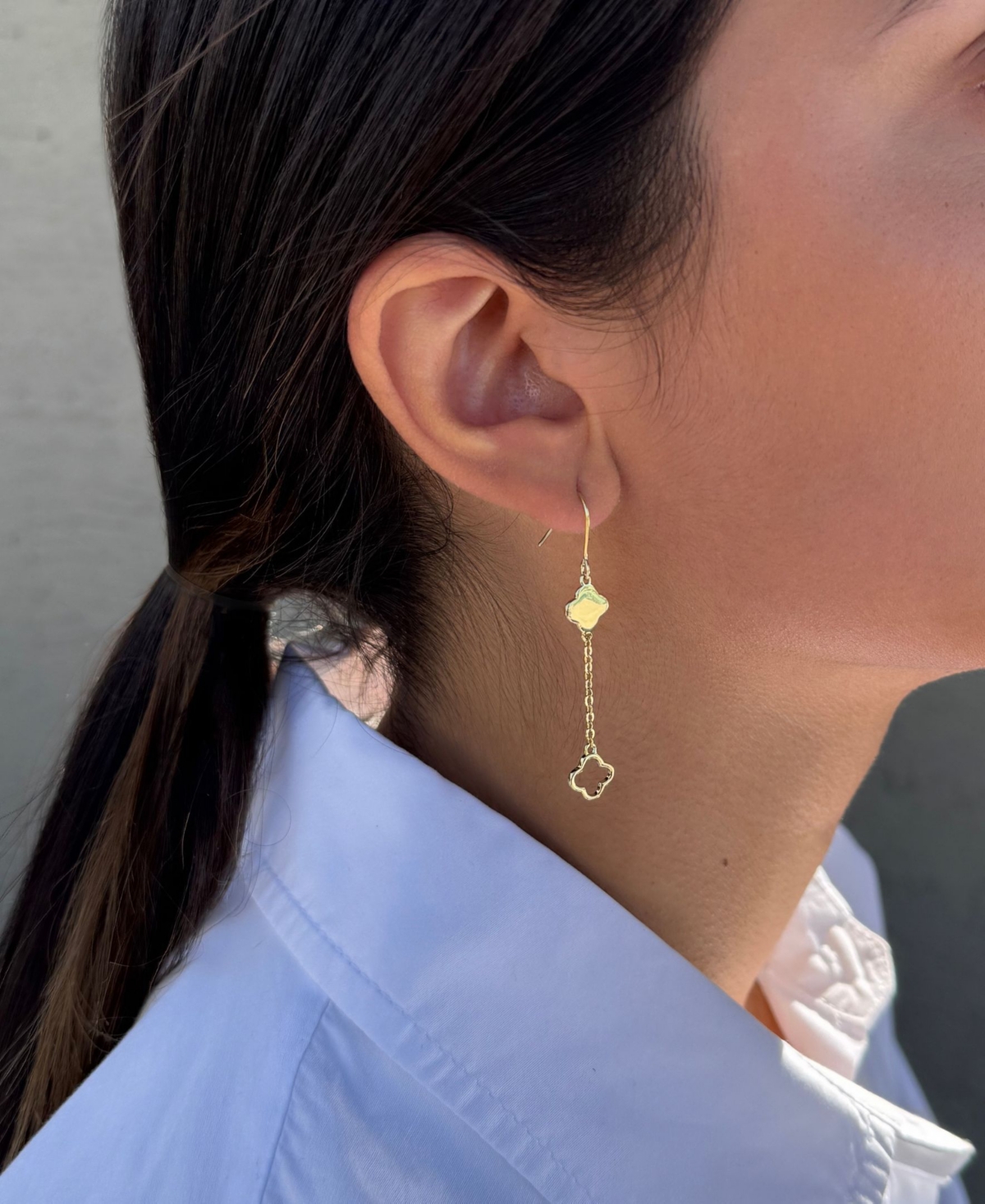 Adornia Gold Clover Drop Earrings