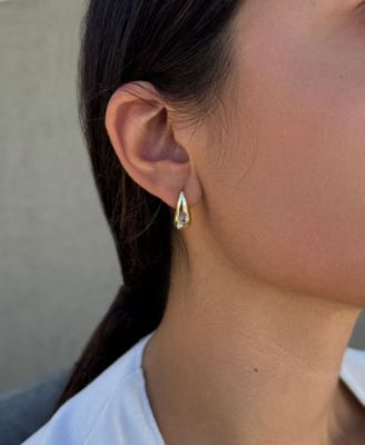 Gold Plated Crystal Stone Pear Teardrop Stud Earrings