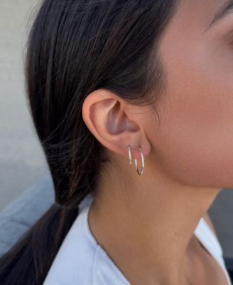 Sterling Silver Endless Hoop Earrings Set