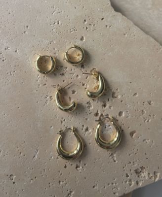 Gold Plated Hoop Earrings Set