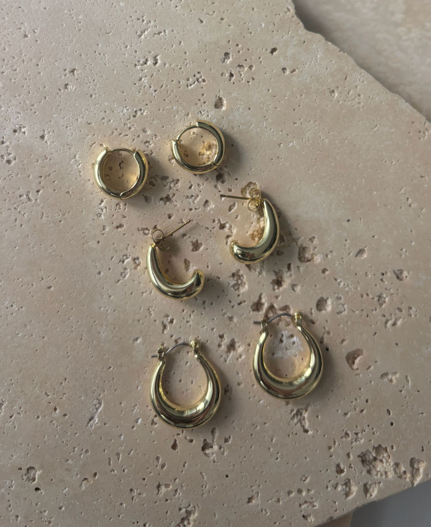 Gold Plated Hoop Earrings Set