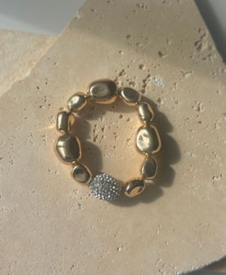 Gold Plated Stretch Pebbled Bracelet
