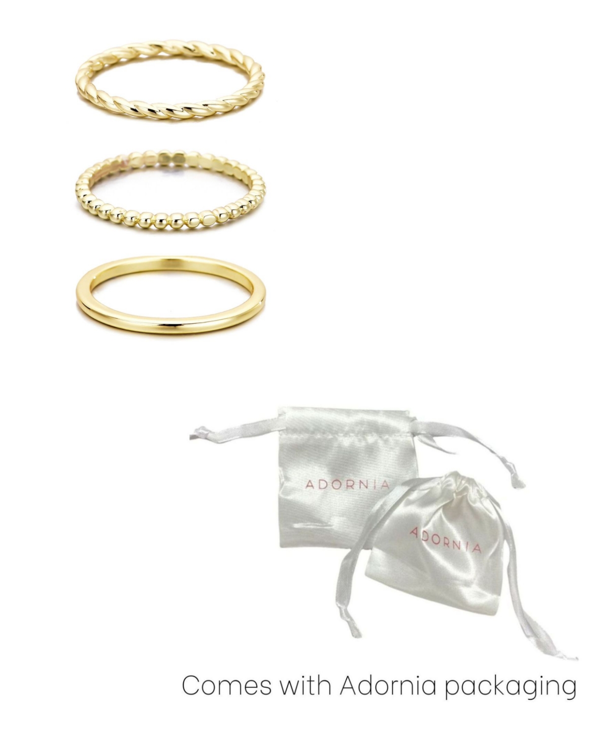 Adornia 14k Yellow Gold Plated Thin Stacking Band Set In Gold