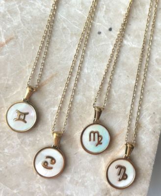Tarnish Resistant Gold Mother of Pearl Zodiac Necklace