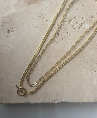 Gold Toggle and Paperclip Set of Two Necklaces