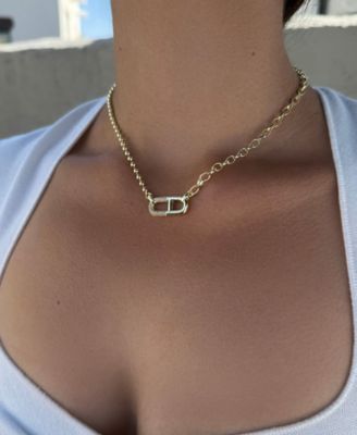 Cubic Zirconia Mixed Chain Sideways Pendant Necklace