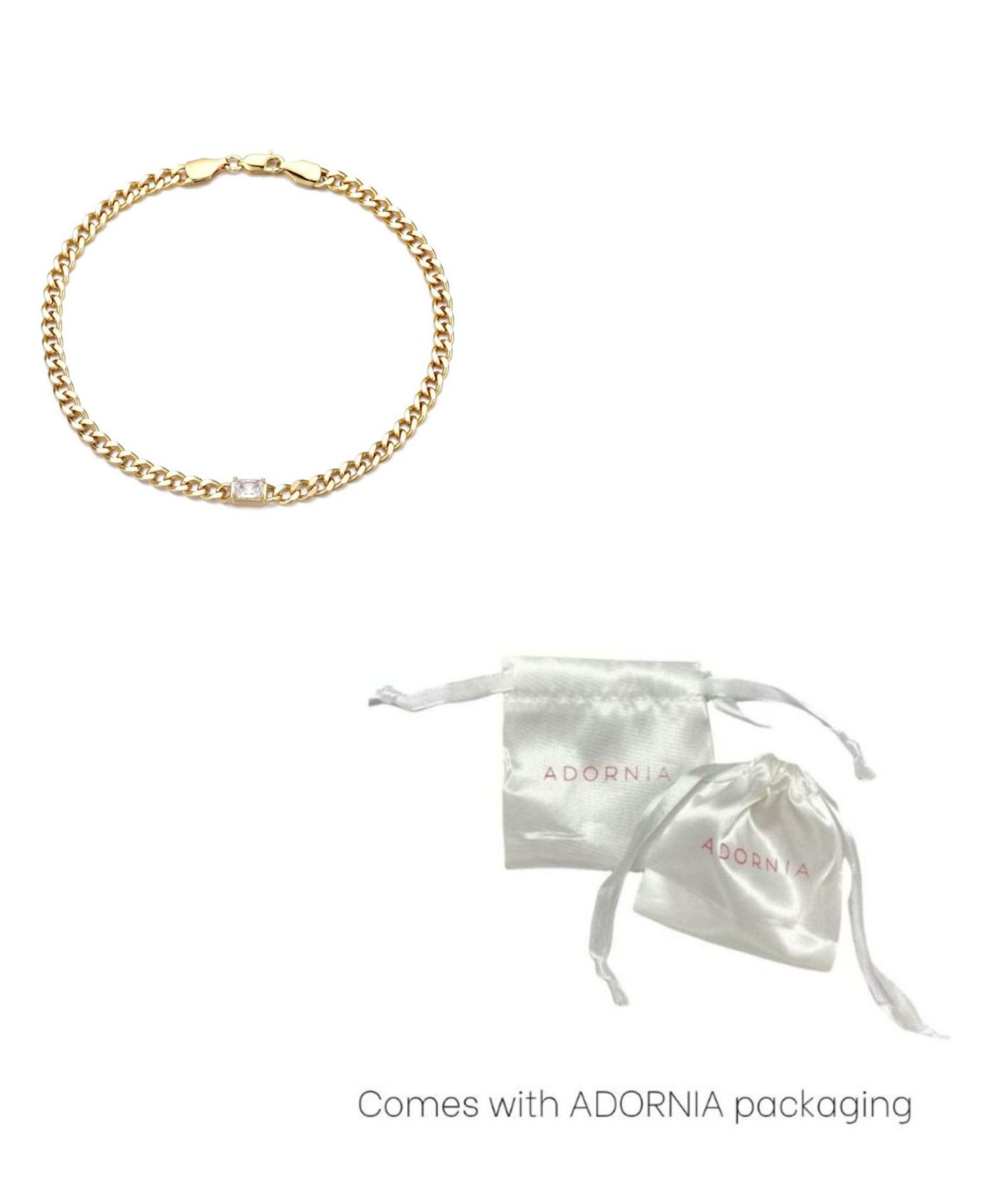 Gold Plated Crystal Curb Chain Anklet