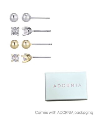 Cubic Zirconia Ball Solitaire Stud Set