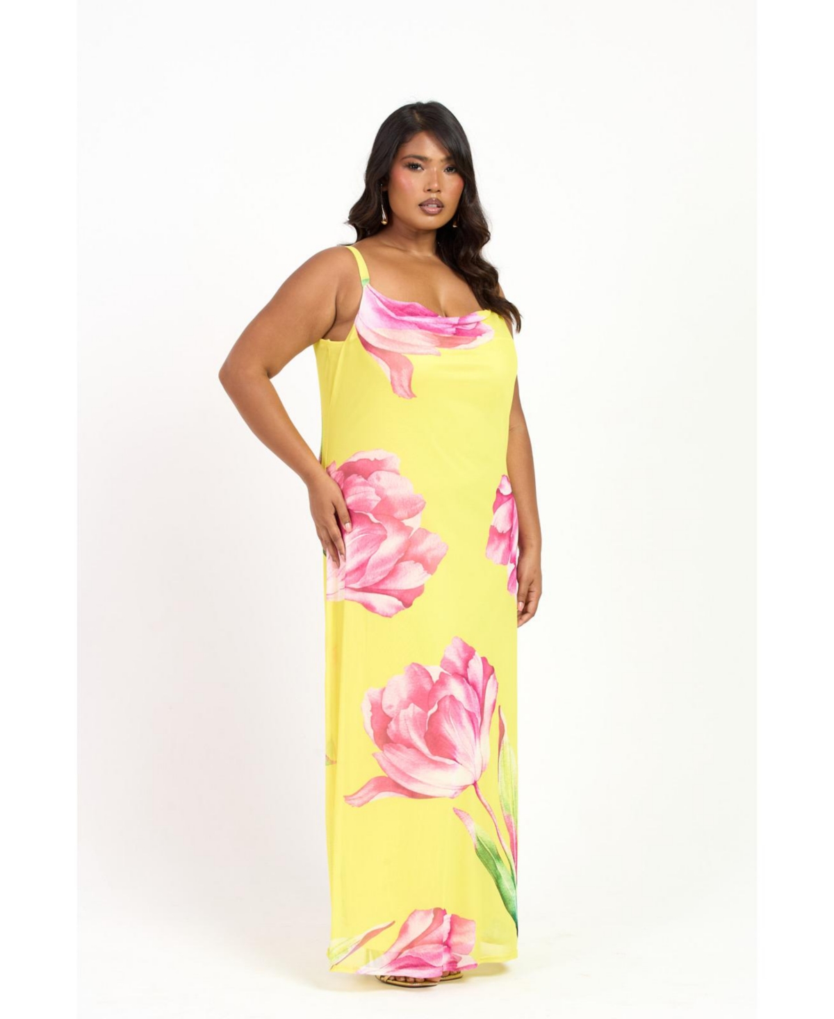 Fashion-szn Curve Statement Floral Strappy Maxi Dress