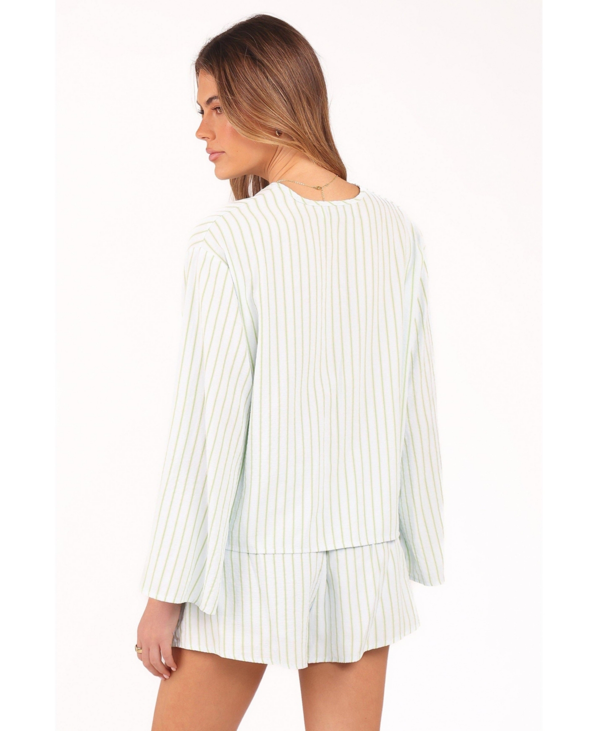 Petal and Pup Women's Flynn Short Set - Green Blue Stripe