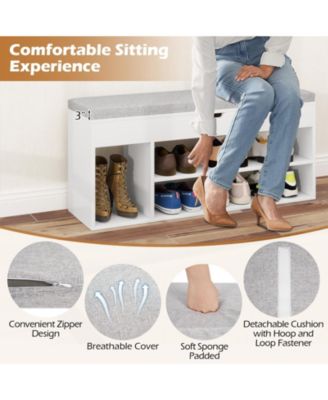 Shoe Bench Home Entryway Shoes Storage Bench w/ Padded Seat & Hidden Storage