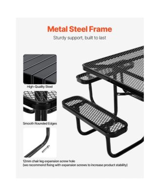 Outdoor Square Steel Picnic Table Weather Resistant Patio Dining Furniture Set