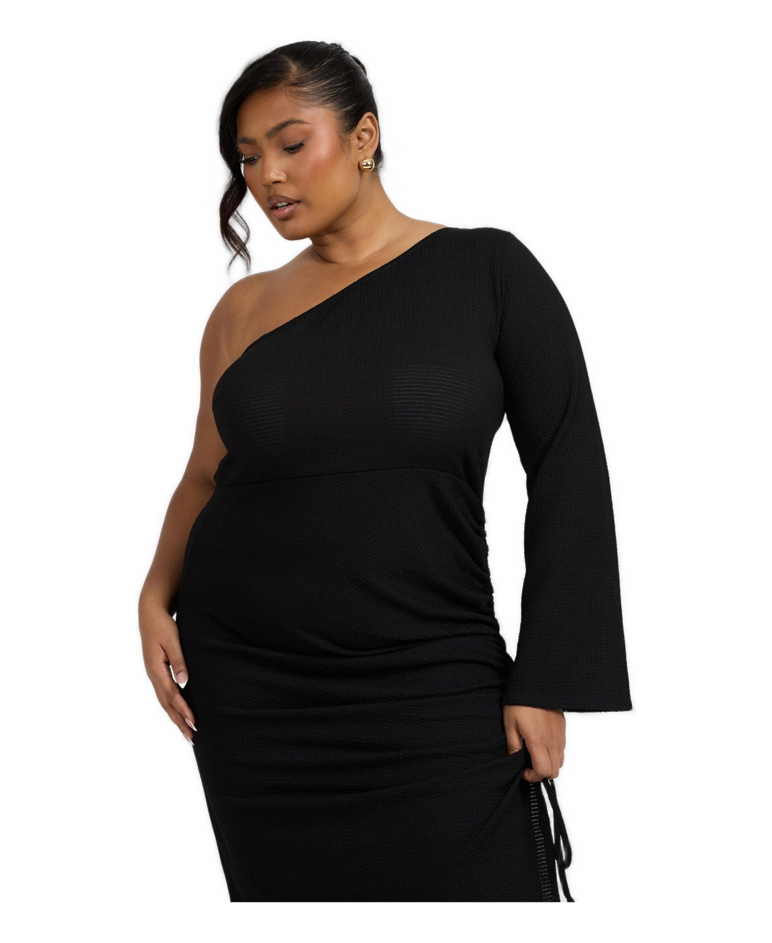 Women's One Shoulder Flare Sleeve Maxi Dress