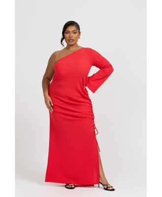 Women's One Shoulder Flare Sleeve Maxi Dress