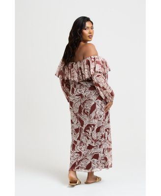 Women's Curve Ruffle Bardot Midaxi Dress