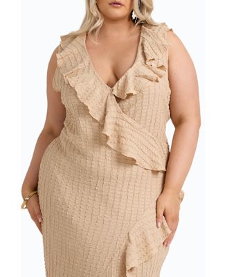 Women's Ruffle Wrap Sleeveless Midi Dress