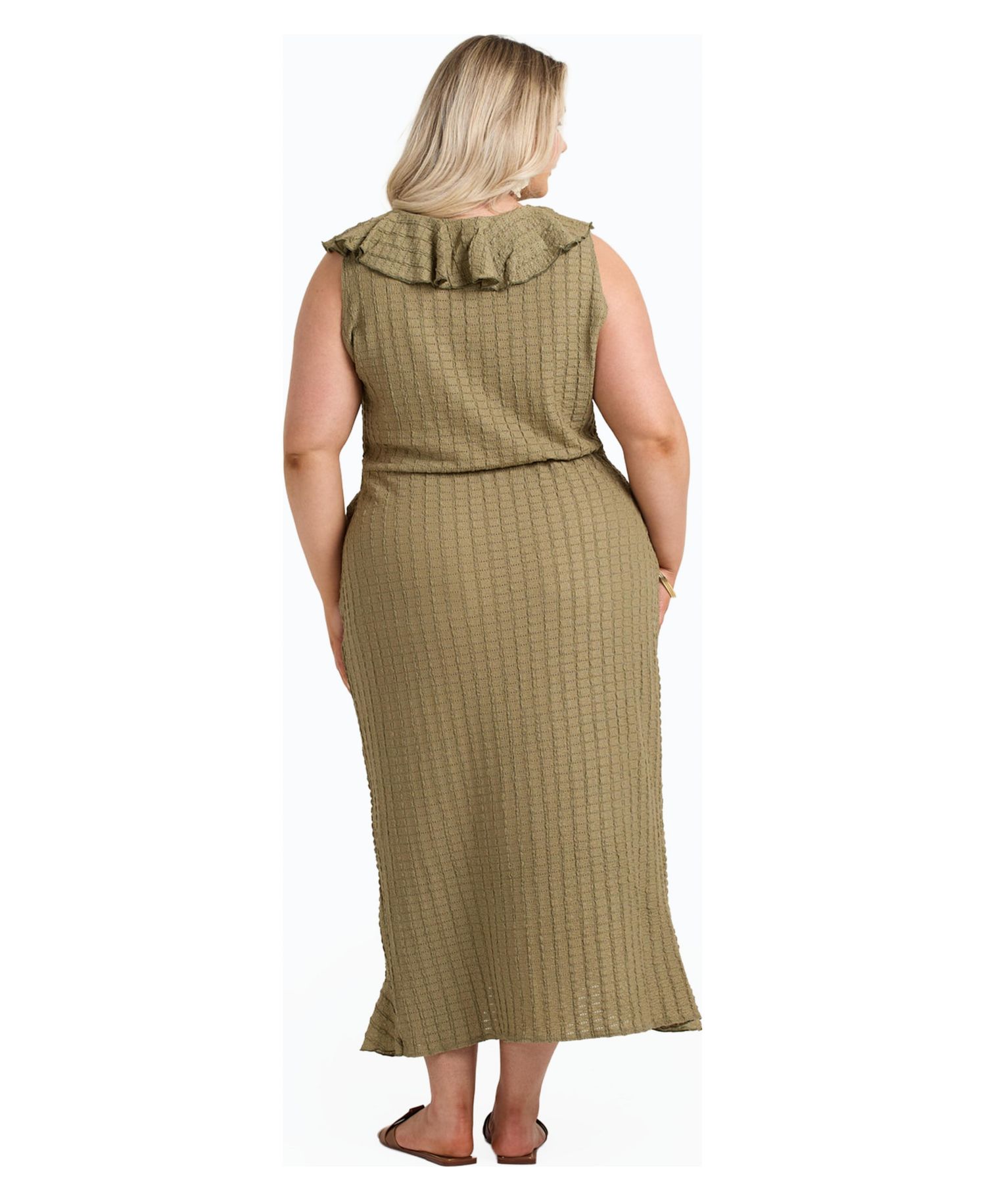 Women's Ruffle Wrap Sleeveless Midi Dress