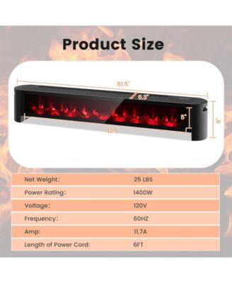 1400W Electric Baseboard Heater Convection Space Heater with Realistic 3D Flame