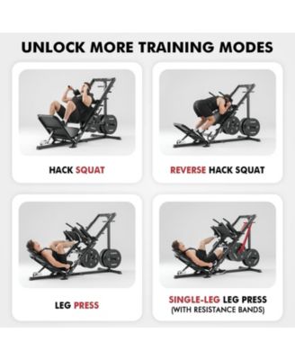 Leg Press Hack Squat Machine Combo, Leg Press Machines for Home Gym with Linear Bearing, Hack Squat Machine with Rear and Front Band Pegs, Leg Machine for Full Range Leg Training