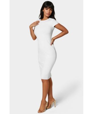 Women's Short Sleeve Midi T-Shirt Rib Dress