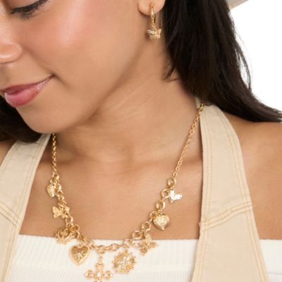 Gold-Tone Pave & Charm Huggie Hoop Earring Set, 6 Pairs