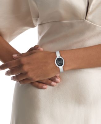 Women's Twisted Bezel Silver Tone Stainless Steel Bracelet Watch, 24mm