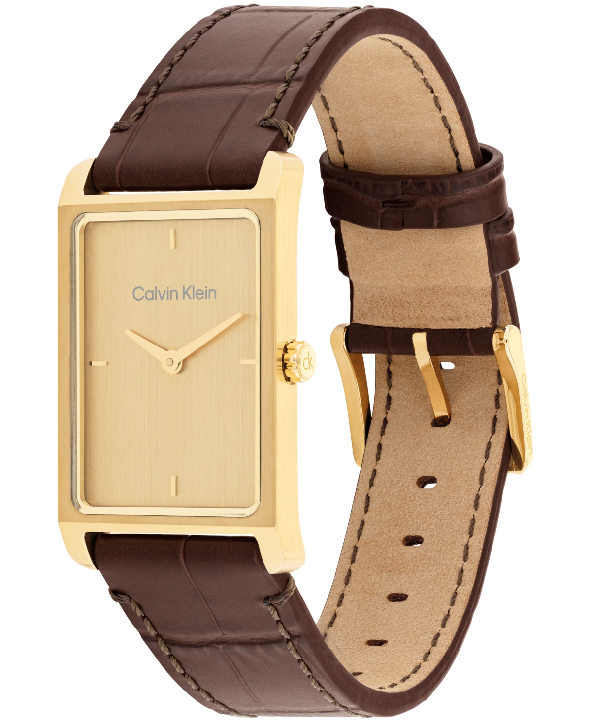 Calvin Klein Men's Dapper Brown Leather Strap Watch, 24mm In Brown