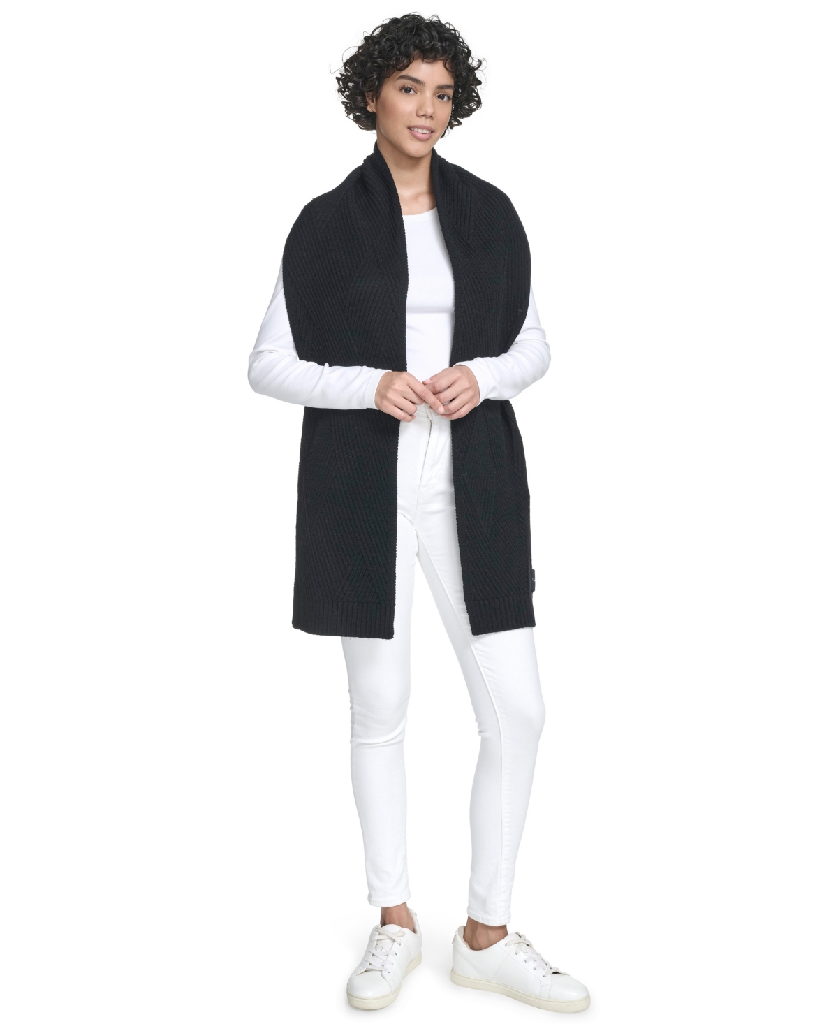 Calvin Klein Modern Bias Rib Scarf In Black