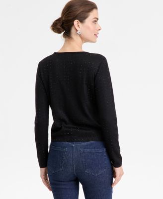 Women's Rhinestone Scoop-Neck Sweater, Macy's Exclusive