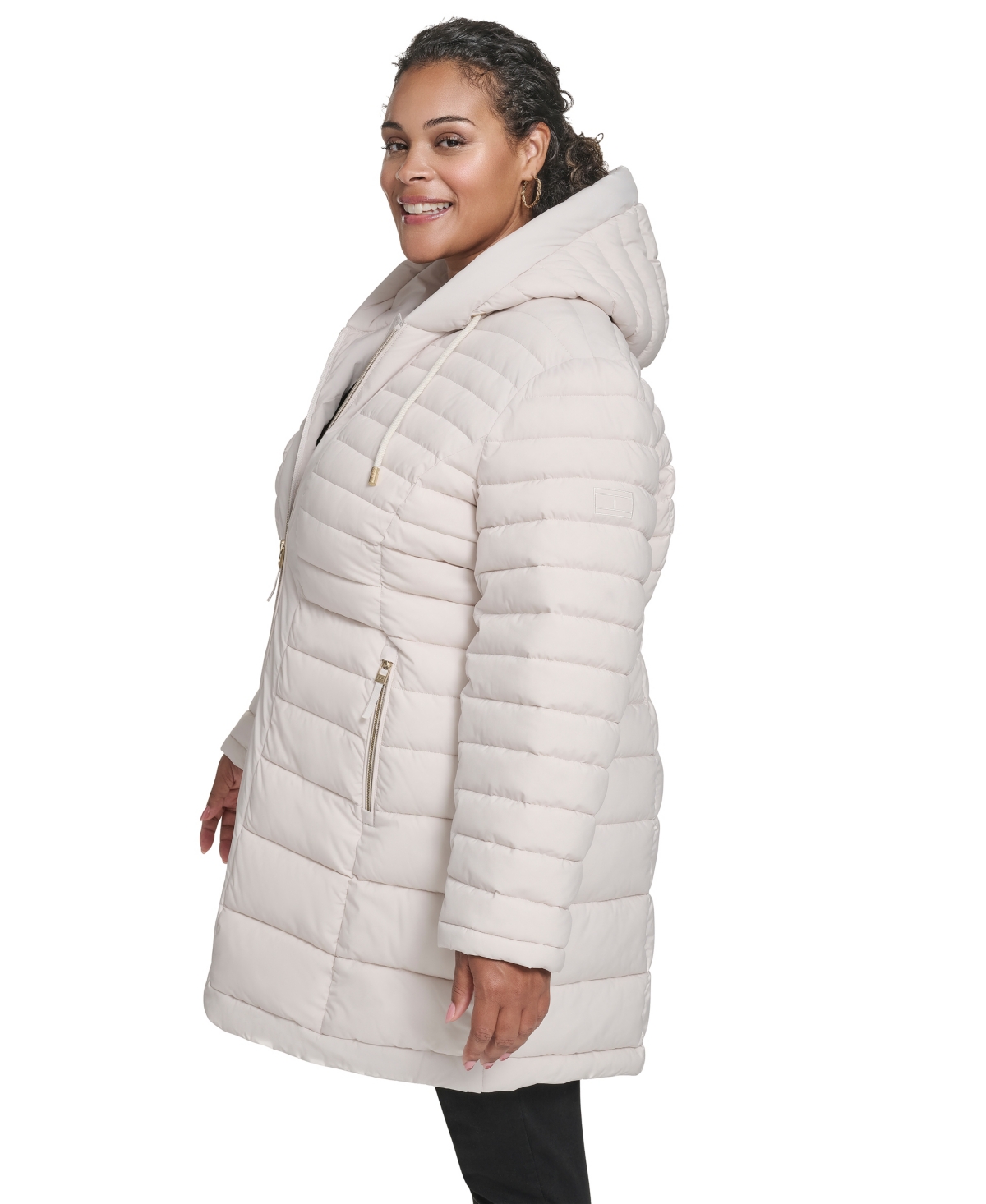 Tommy Hilfiger Plus Size Hooded Packable Puffer Coat In White